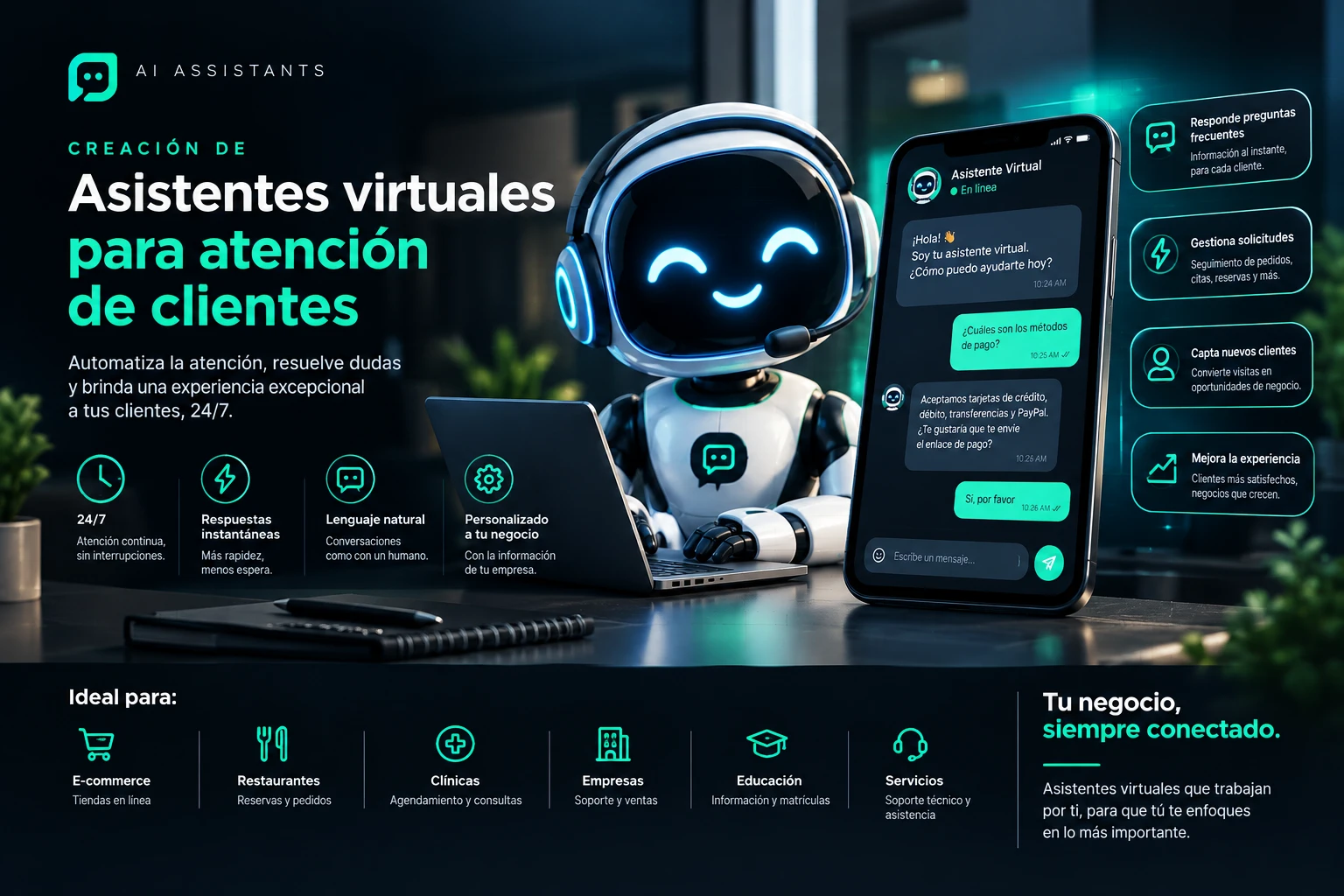 Virtual assistant for customer service (imagen conceptual)